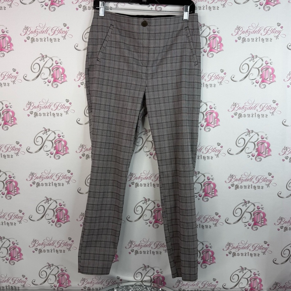 Reitmans pants trousers, stripes, Black grey Plaid Pants